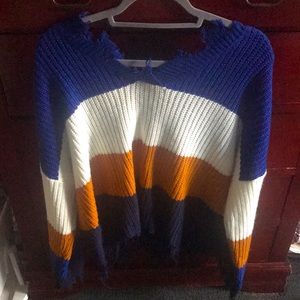 Plus size cropped multi color sweatshirt